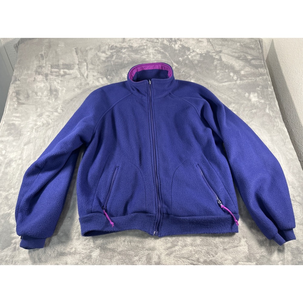 Sierra Sport Fleece Jacket XXL Blue Purple Full Zip Raglan Outdoor Layering